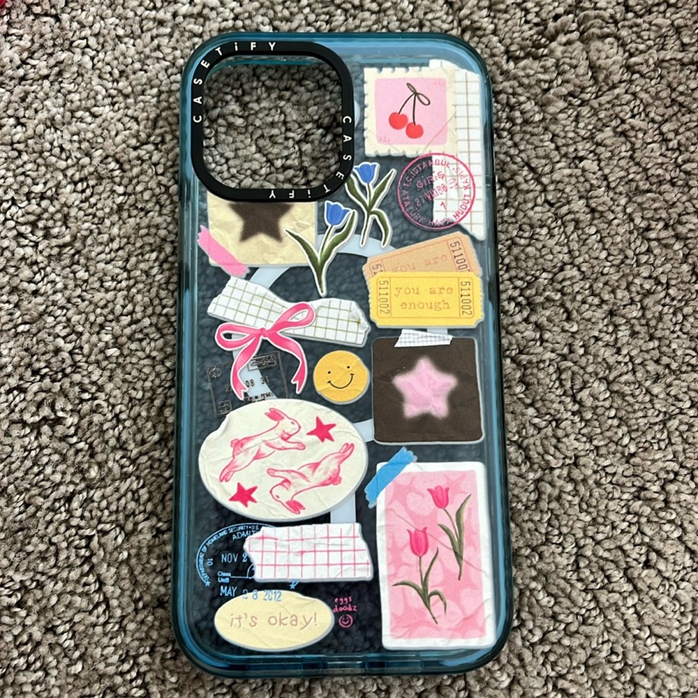 Casetify blue patch work iPhone 13 Pro Max case